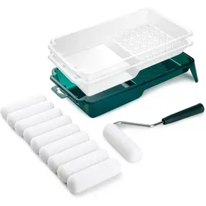 Foam Paint Roller Kit, 14 pack, 4 Inch Small Paint Roller for Smooth Finish, Paint Tray Set with Roller Frame, High Absorption Foam Rollers for Painting Walls, Furniture, Cabinets, Ceilings