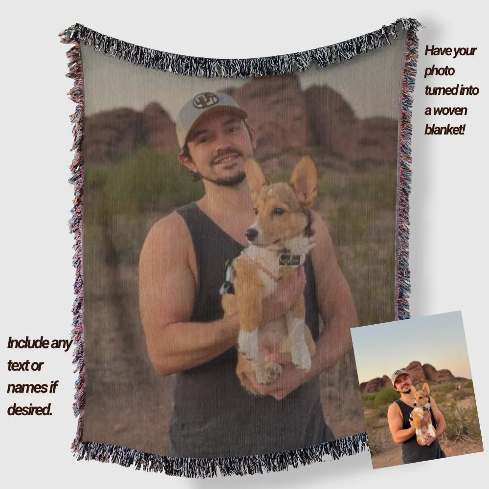 Personalized Pet Blanket Using Pet Photo + Name, Custom Dog and owner Blanket, Cat Picture Blanket, Dog Portrait Dog Mom Dog Dad Gift