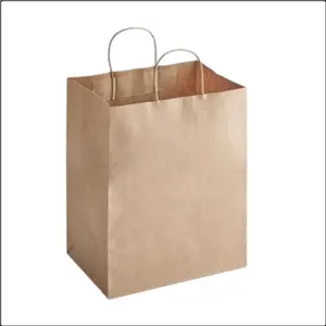 10x7x12 Brown Paper Takeout Bags with Handles - 230 Bags per Carton for Convenient Use