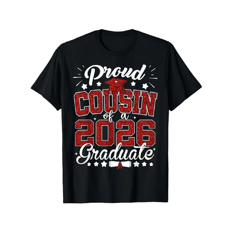 Men's 2026 Graduation Graphic T-Shirt - Short-Sleeve, Round Neck, Print Design, Casual Menswear for Proud Cousins of 2026 Graduates