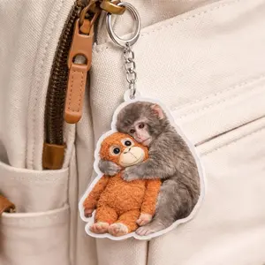 Punch The Monkey Acrylic Keychain, Cute Baby Punch Monkey With Plush Toy Gift, Meaningful Gift For Animal Lovers