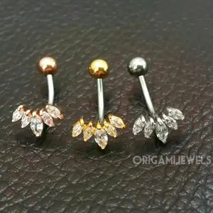 CZ Crown Belly Button Ring