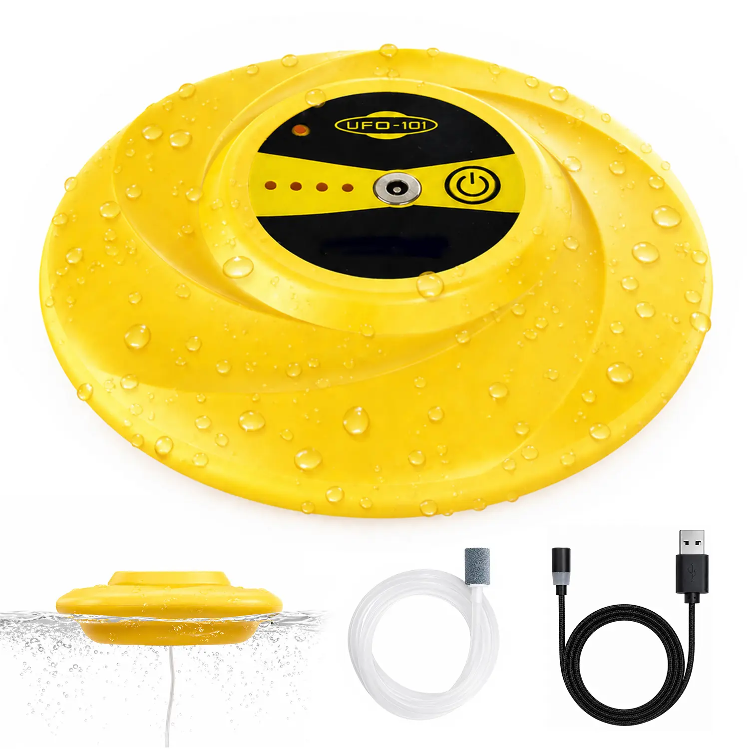 HADORAM Portable Automatic Aerating Pump, Quiet Topwater Design with USB Rechargeable LED Light, Aquarium Supplies for Float Tube Fishing, Water Circulation, Float Tube Fishing Lighting