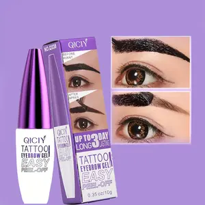 Easy Peel-Off Eyebrow Gel - Waterproof & Sweatproof, Long-Lasting Black or Brown TattooTint, Film Forming, Medium Coverage for All Skin Types, Eyebrow Tint Kit, Brow Stain, Makeup