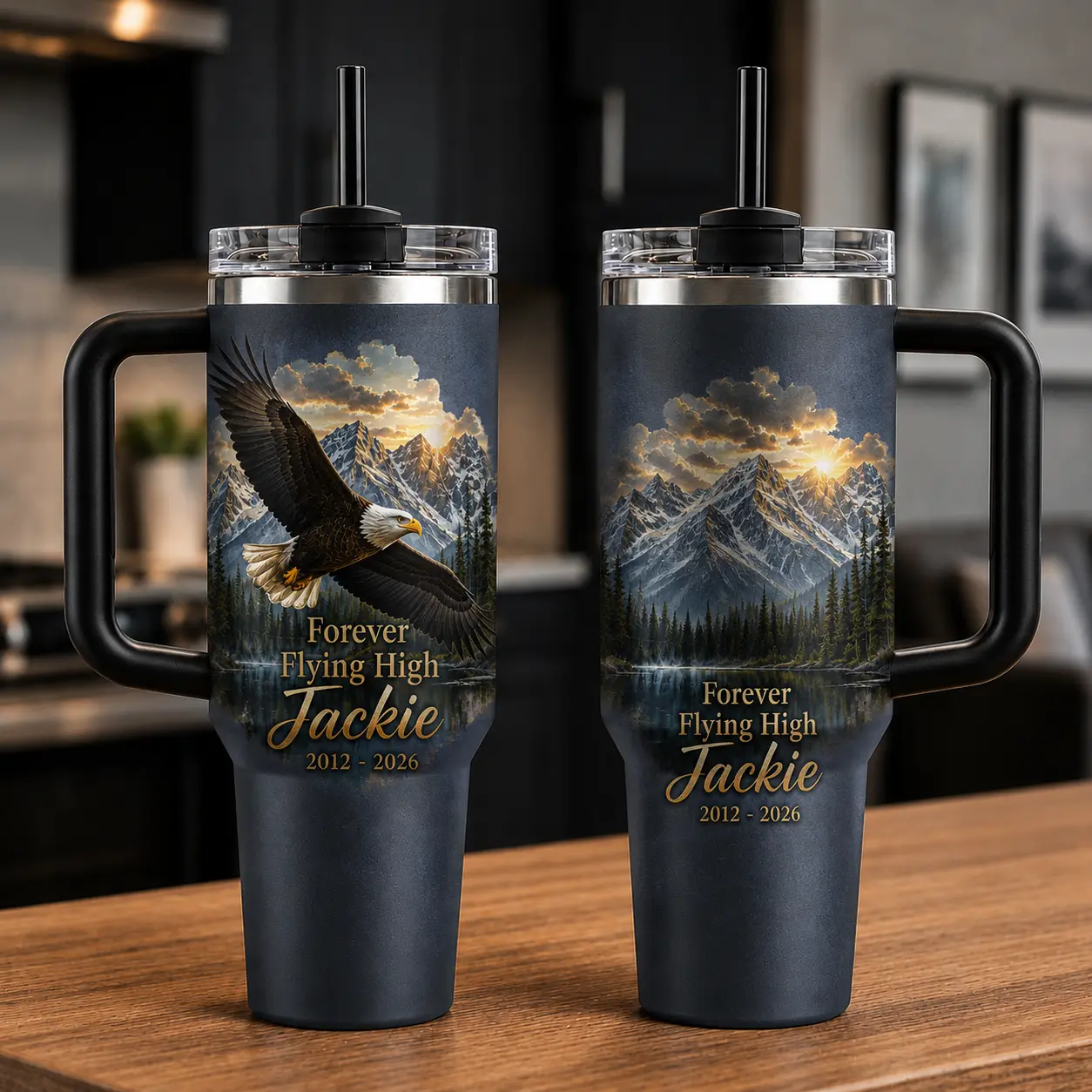 Jackie Bald Eagle RIP 40oz Tumbler V2, Jackie the Eagle Tribute, Watercolor Eagle 20oz Tumbler, Big Bear Eagle Gift, Wildlife Nature Home Decor