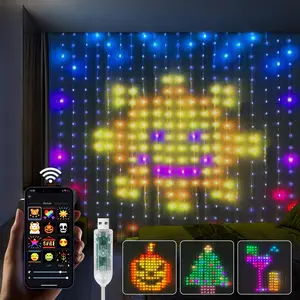 USB Powered RGBIC LED Curtain Light, 1 Count Smart APP Control Curtain Light, Waterproof Christmas LED String Light for Bedroom Backdrop Decor, Indoor Outdoor Party Bar, Led Rgb Lights