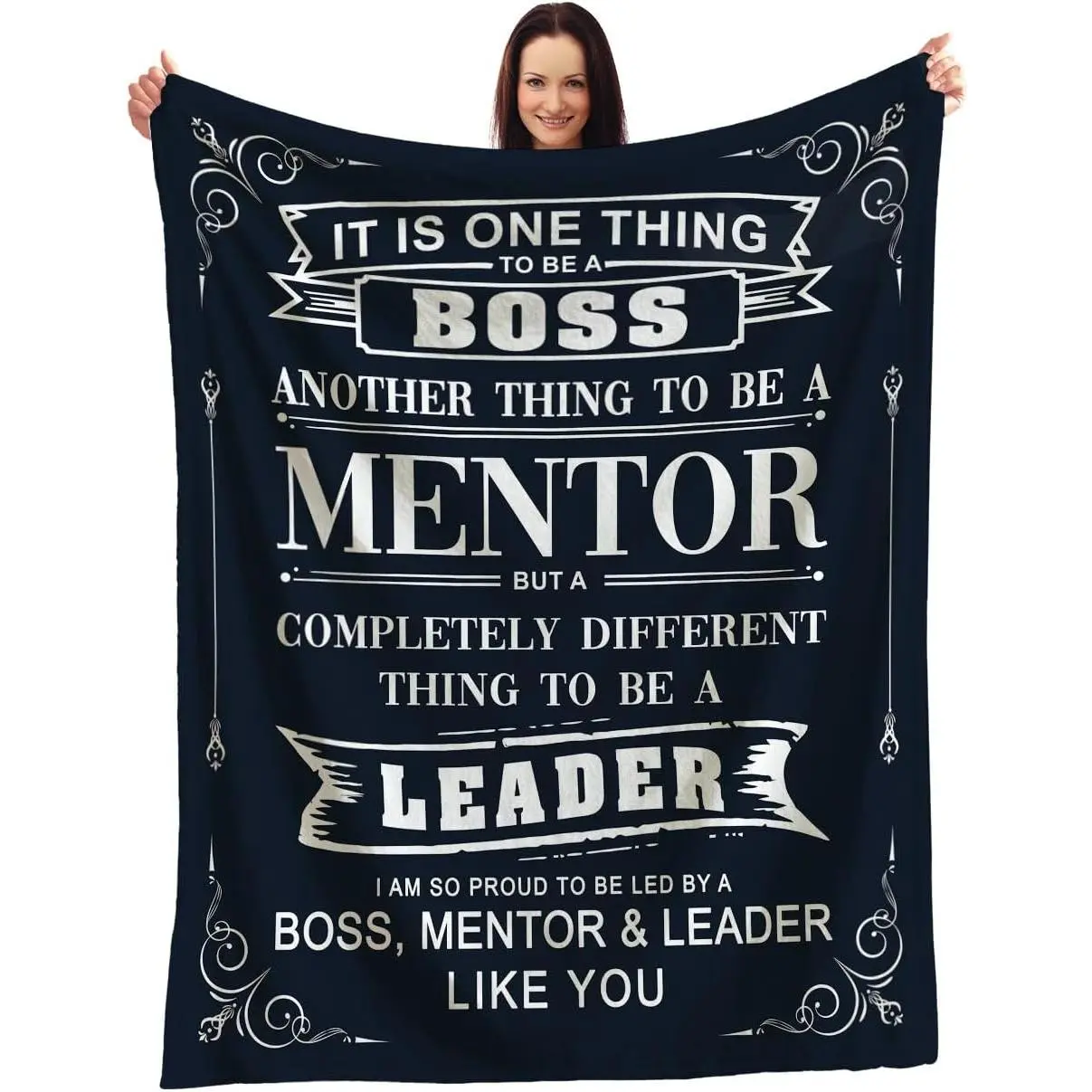 Boss Mentor Leader Blanket - Inspirational Throw for Your Superior - Elegant Design with Powerful Message - Show Appreciation and Respect for Bosses Day Or Farewells Or Promotions