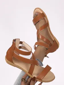 Vintage Flats, Versatile Cross-Strap Design, Leather Texture, Daily Commute, Casual Outing, Easy Pairing