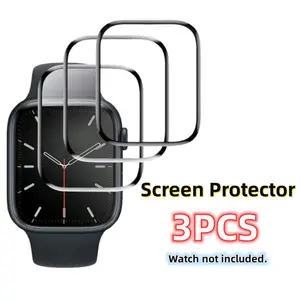 KAYKWONG'S 3 Counts Screen Protector Film for  iWatch 11/10/9/8/7/6/5/4/3/2/1/se, Smooth Surface, Anti-Fingerprint, Protective TPU Full Coverage Transparent, Fits 38-49mm Models, Protection