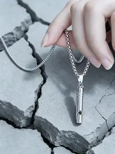 Emergency Survival Whistle Necklace Pendant, Stainless Steel Punk Whistle for Outdoor Hiking Camping, Durable and Reliable Accessory