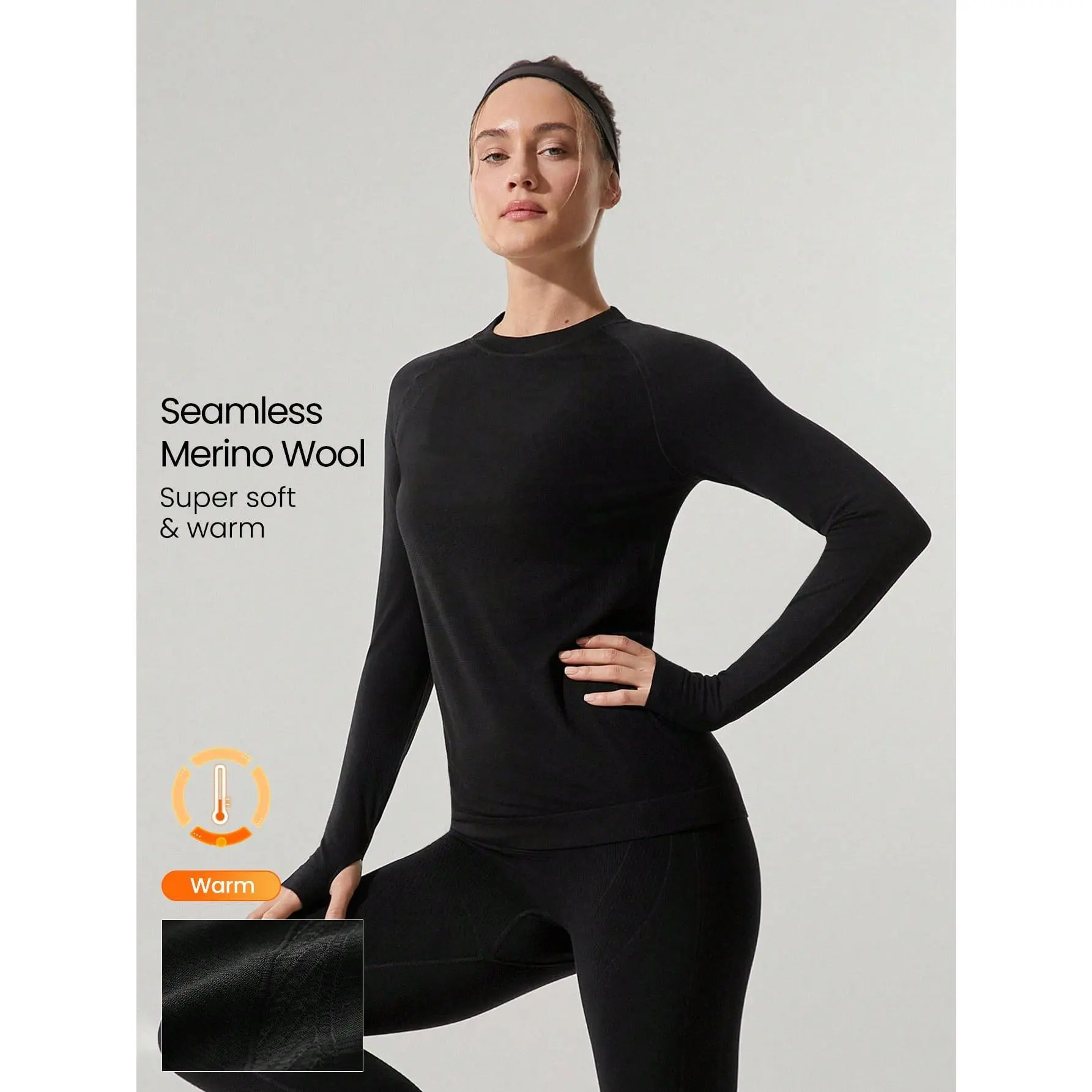 GLOWMODE Seamless Wool Soft Warm Fitted Performance Breathable Shaping Tee Daily Casual