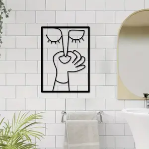 Funny Toilet Pattern Metal Wall Art, Minimalist Line Art Design Wall Decor, Abstract Face Design, Modern Abstract Design, Wall Art Decor for Home Bathroom, Garden & Patio Decoration Artwork