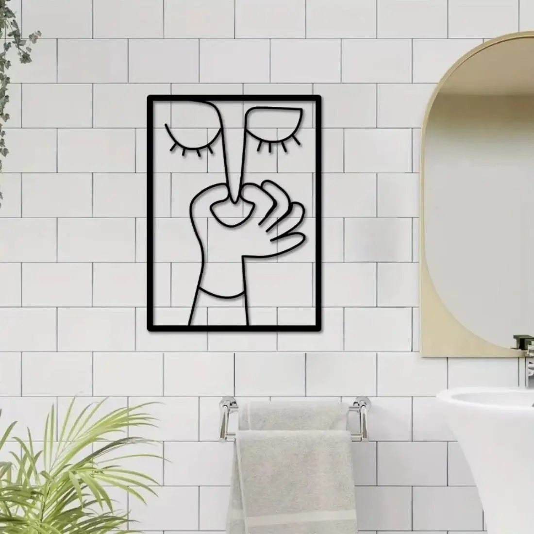 Funny Toilet Pattern Metal Wall Art, Minimalist Line Art Design Wall Decor, Wall Art Decor for Home Bathroom, Garden & Patio Decoration