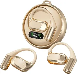 Open-ear Bluetooth headphones, equipped with ENC noise reduction function and LED power display, ear-hook design, IPX4 waterproof, Bluetooth 5.4, suitable for sports and fitness (M114 skin color model): electronic products