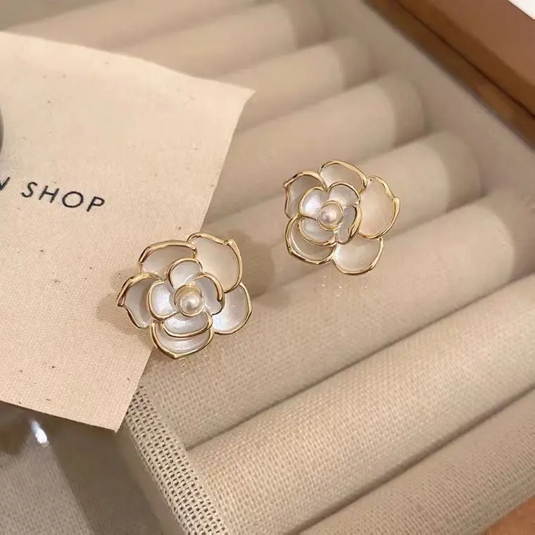 Pear Camelia Earrings - Elegant Flower Design with Pearl Accent by Lisamarie’s boutique