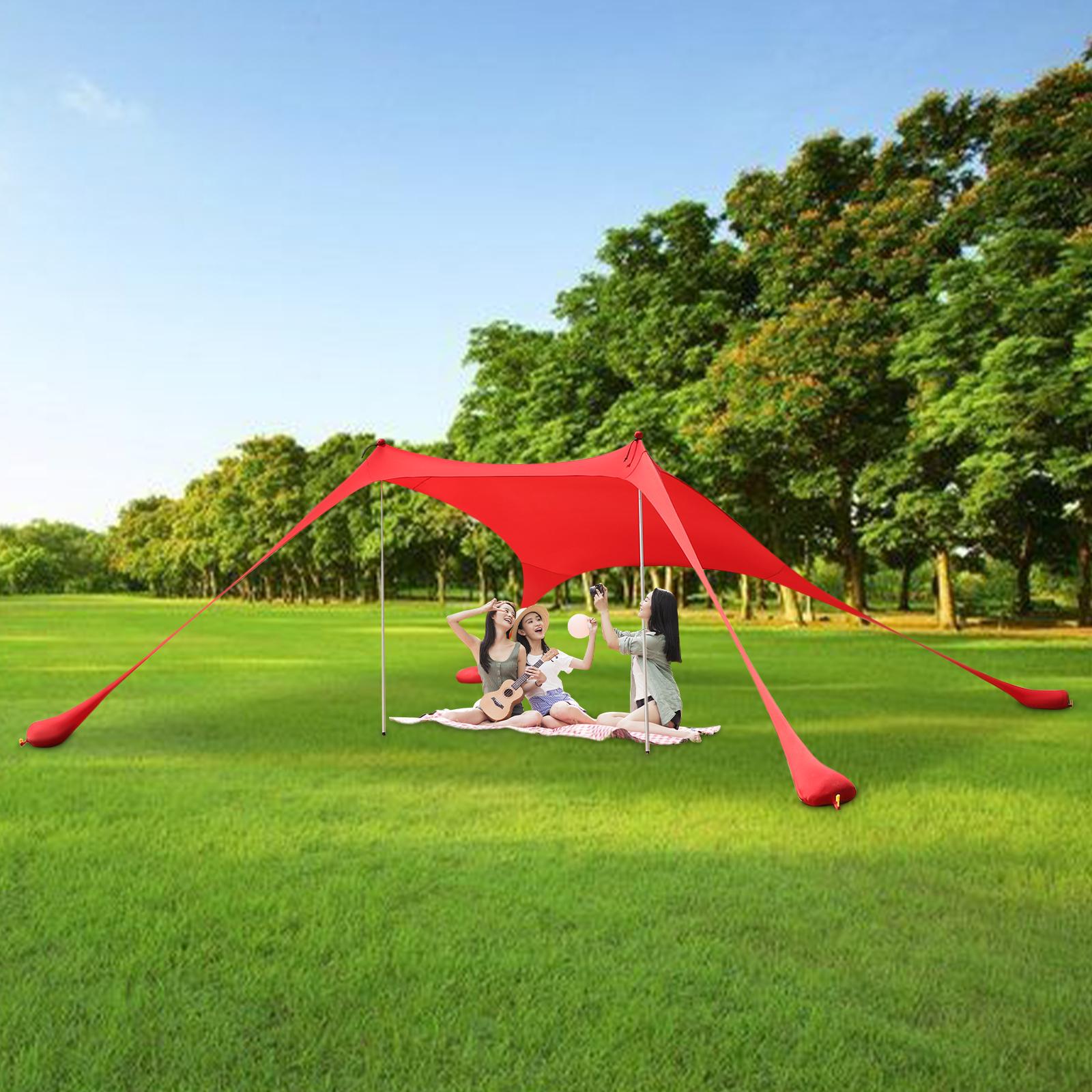 Beach Stretch Tent, Outdoor Tent for Beach Camping,Beach Elastic Sunshade - Red