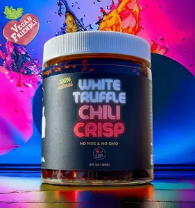 White Truffle Chili-Crisp Sauce -Premium 13+ premium ingredients, Vegan, Keto, GF, No MSG, No GMO, Flavor Bomb ( Hot, Aromatic, Crispy, Umami, Sweet, Smoky, Savory) Chili Sauce/Oil