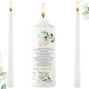 Unity Candles for Wedding Ceremony Set, Wedding Unity Taper Candles, Leaf Style Catholic Religious Ceremony Accessories