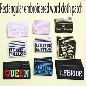 A set of 45 fashionable, versatile and trendy slogan embroidered fabric stickers for ironing clothes, bags, decorative stickers and patches