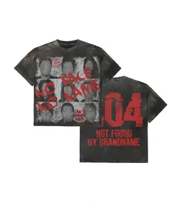 Vintage Graphic "No Face No Name" Tops T-shirt streetwear, Y2K style Casual Cotton Classic Crewneck Design-Tees Wash T-shirt