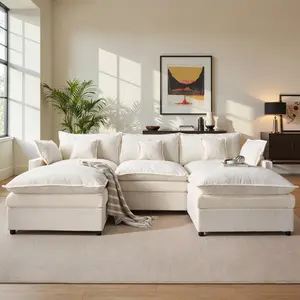 ALTRIGUS Modular Sectional Sofa, Comfy Cloud Couch Sectional Sofa with Ottoman, Chenille Sofa Sleeper Deep Seat Sofa with Throw Pillows for Living Room