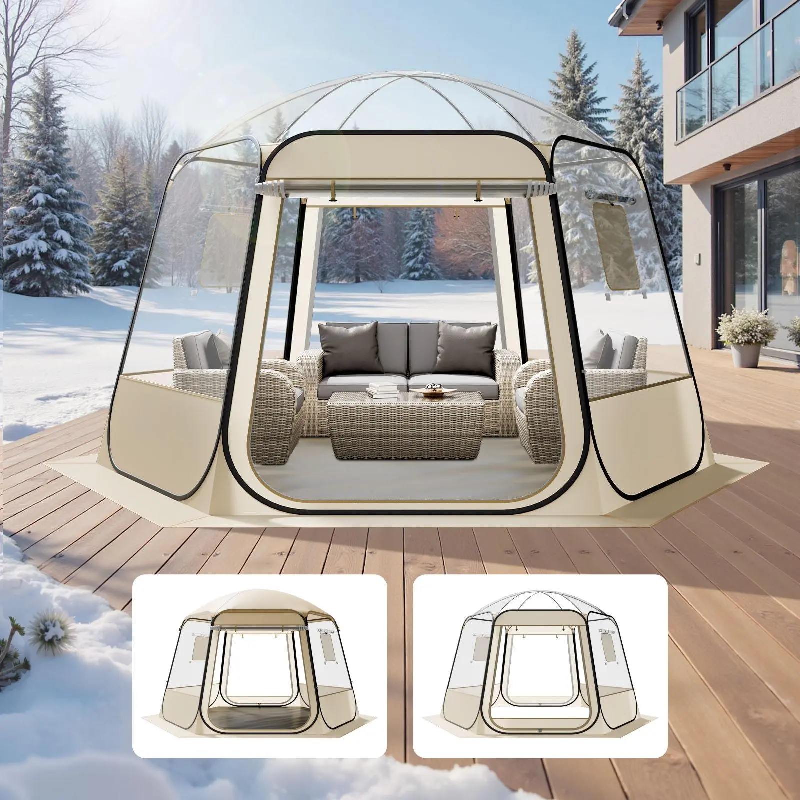 VEVOR Pop up Bubble Tent, 11 x 10.2 ft Waterproof & UV-Resistant, Clear Camping Tent Shelter, Outdoor Garden Dome Igloo Tents with Windows, 540° Panoramic View, for 8-10 Persons Patio Backyard#BackToSchool