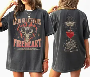 Comfort Colors® Aelin Galathynius Fireheart Shirt Throne Of Glass Fan Double-Sided T-shirt Kingsflame The Thirteen Shirt Cotton Sleeve Women's Summer Top Casual Baggy Style
