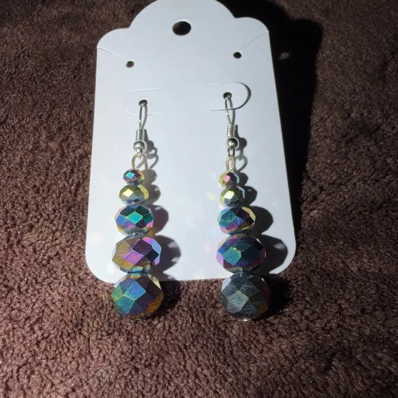 Northern Lights Crystal Drop Earrings | Iridescent Aurora Borealis Dangle Earrings | Handmade Jewelry