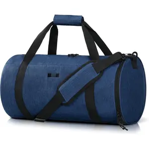Gym Bag Round Duffle Bag with Shoe Compartment & Wet Pocket, Lightweight Carry  Duffel for Men Women Workout Fitness Travel , 24L, Navy