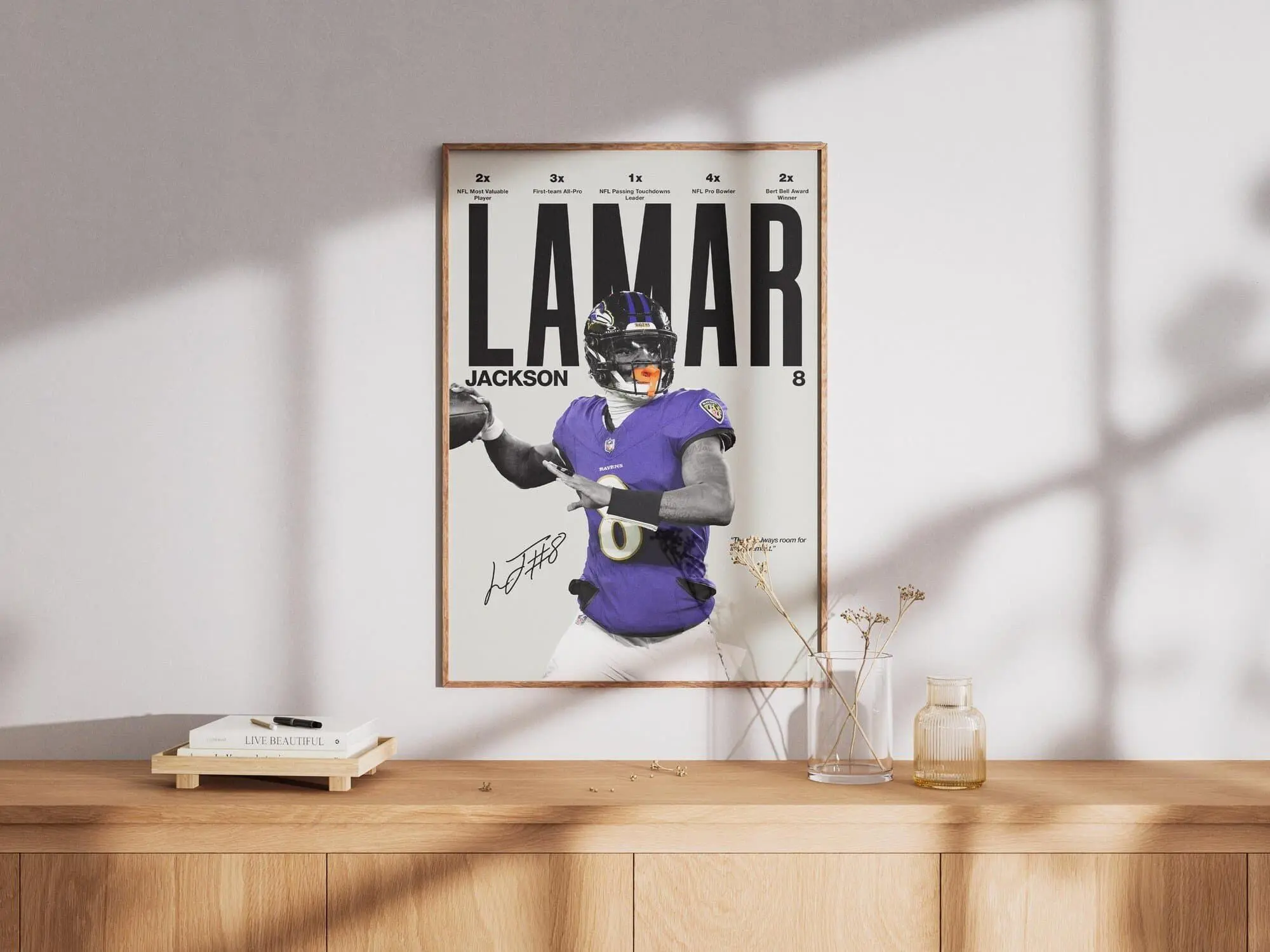 Lamar Jackson Poster, Baltimore Ravens Football Wall Art,  MVP Quarterback Print, Sports Poster, Football Fan Gift Download( Unframed - Print Only )