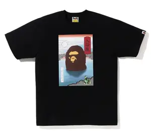 BAPE Japan Exclusive Japan Souvenir #1 Tee Black Camo Graphic Short Sleeve Crew Neck Men's Casual Streetwear