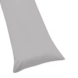 Sweet Jojo Designs Body Pillow Cover (Pillow Not Included) 54in.x20in. Solid Grey