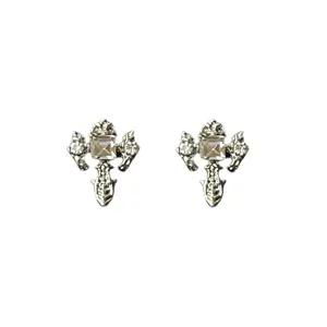 Small Cross Stud Earrings for Men Women Streetwear Hip Hop Punk Unisex Earrings
