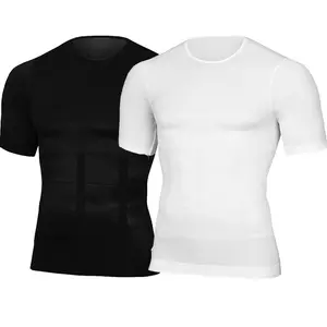 Men's Body Shaper Compression Shaping Shirt Slimming Short Sleeve Tops Tummy Control Undershirt Workout Shapewear Abs Abdomen T-shirt