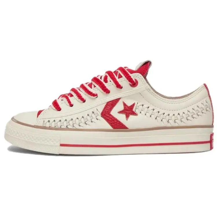 Converse Star Player 76 Low-Top Casual Footwear - Unisex Beige Red/House White Sneakers, Comfortable, Versatile, Slip-Resistant, Durable Trending Official Maison Mihara Shoes