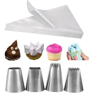 Piping Tips with Bags for Frosting,Meringue,Churros,Macarons,Eclairs,Pastry Cookie Dough,24 Pcs
