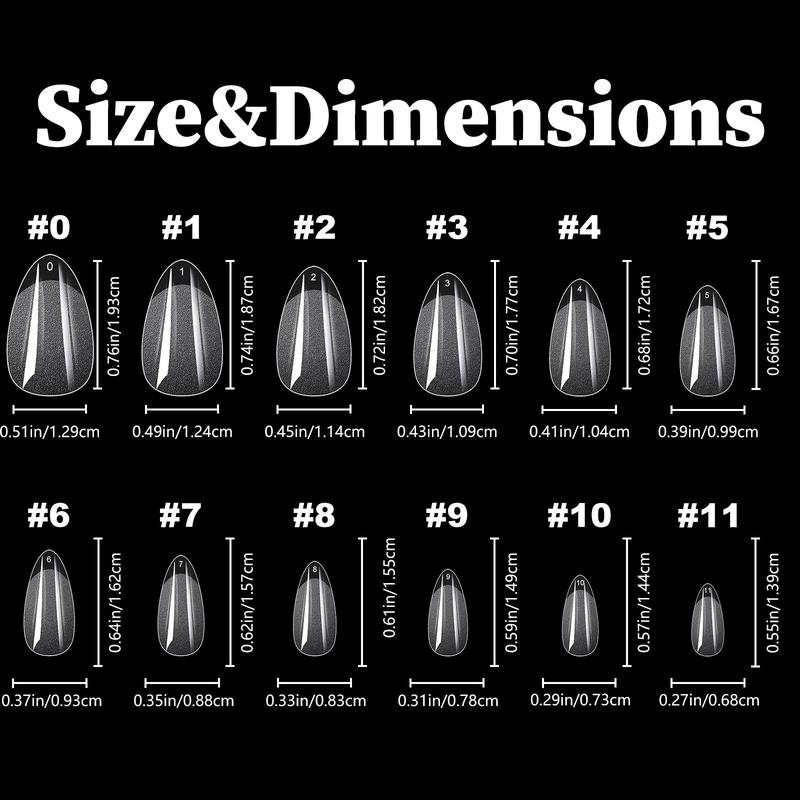 Almond Fake Nail Tips, 600pcs/box Clear False Nail Tips for Christmas Gift, Full Cover Soft Gel Artificial Fingernails for Nails Extension, Acrylic Nail Extensions, Acrylic nails extension Press on Nails for DIY Salon