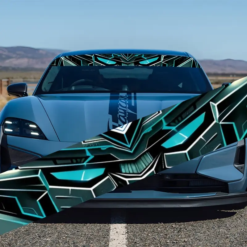 A cool black and green graphic car windshield sticker for Toyota, Volkswagen, Land Rover, Citroen, Honda, Mitsubishi, Ford, BMW, Opel, Porsche, Citroen, sedans, SUVs, MPVs