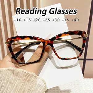 Women's PC Cat Eye Full Frame Design Diamond Cut Edge Luxury Fashion Reading Glasses, +1.0-4.0 Diopter, Clear Vision, Computer Office Use, Unisex, Reading Eyeglasses, High Quality Eyewear