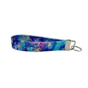 Paint Splatter Keychain Wristlet, Groovy Key Fob Lanyard, Retro Keychain, Y2K, Handmade