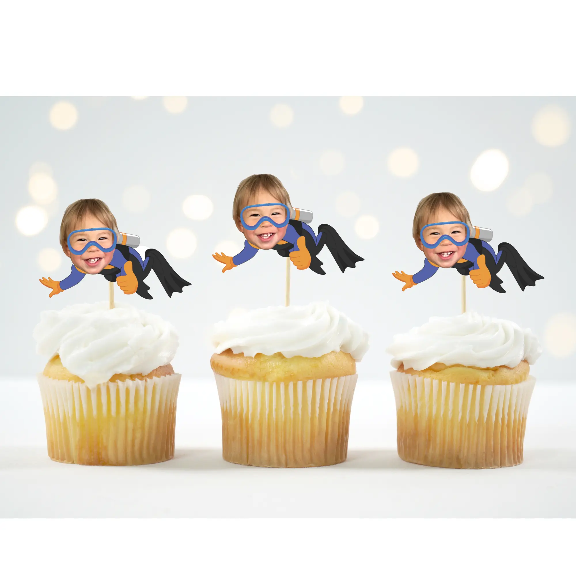 Custom Scuba Diver Cupcake Topper – Under the Sea Birthday Decor