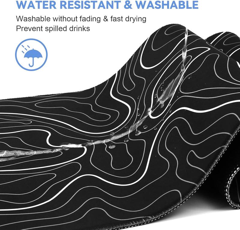 [New Deal] Mouse Pad Gaming 31.5 x 11.8in Large Mouse Pad for Keyboard and Mouse with Anti-Slip Rubber Base Black with White