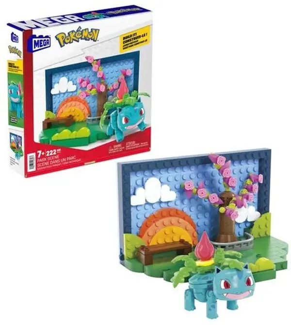 MEGA BLOKS Pokemon Park Scene Collectible Building Toy Set - 220 Pieces, 6-8 Years Target, Children Development Focus, Desk at Home & Display Environment Compatible, Environment For Display