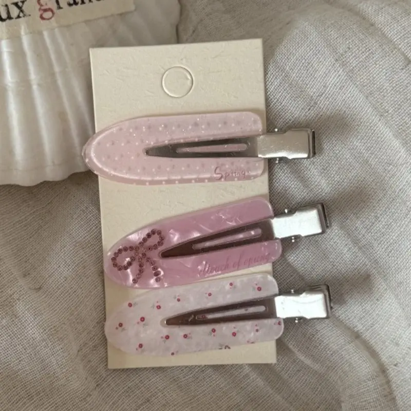 3pcs Plaid Heart Rhinestone Hair Clip Side Bangs Clip Curtain Bangs Hair Clip Cute No Trace Clip Hair Clip Headdress Set Cute Hair Clips