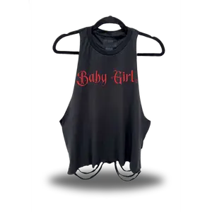 BABY GIRL - BLACK CROP TANK TOP