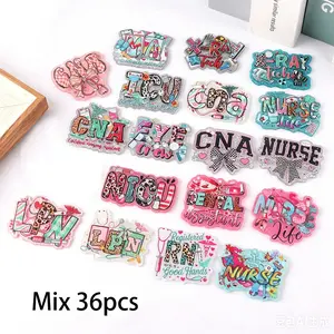 36pcs Glitter Acrylic Cute Nurse & Medical Themed Patches, DIY Accessories for Projects, Badge Reels, and Hair Additions Holiday Gifts, and Reward Presents