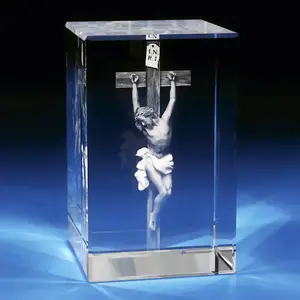 Blessed 3D Christian Cross Crystal, Inspirational Christian Gift, Elegant Faith Reminder for Loved Ones | 3D Rectangle