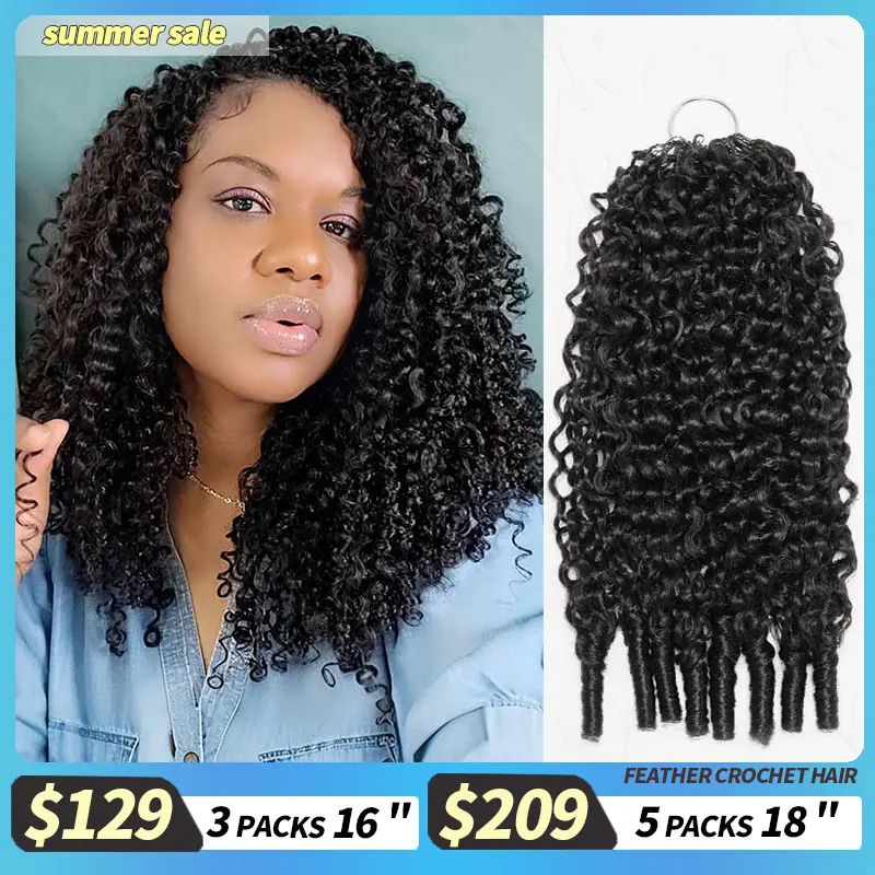 QVR Burmese Curly Crochet Hair Natural Black Machine Made Feather Burmese Curly, Kinky Curly, Water Wave, Vacation Hair & Beach Essentials Crochet Human Hair Extension #SummerWins #DealsForYouDays
