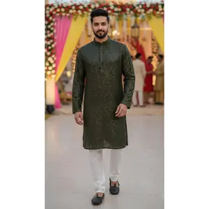 Mehindi Green Chikankari Kurta Set