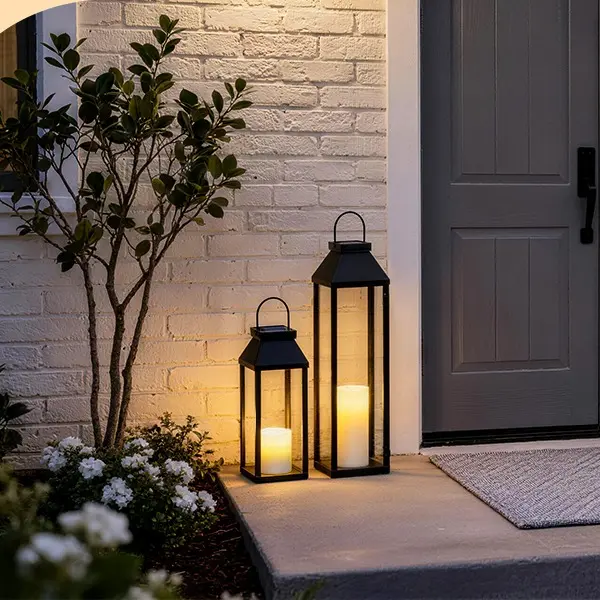 Large Outdoor Solar Lanterns Waterproof, Tall Farmhouse Black Metal Decorative Lanterns Solar Lights Outdoor for Front Porch Decor Outdoor Patio, Garden, Balcony